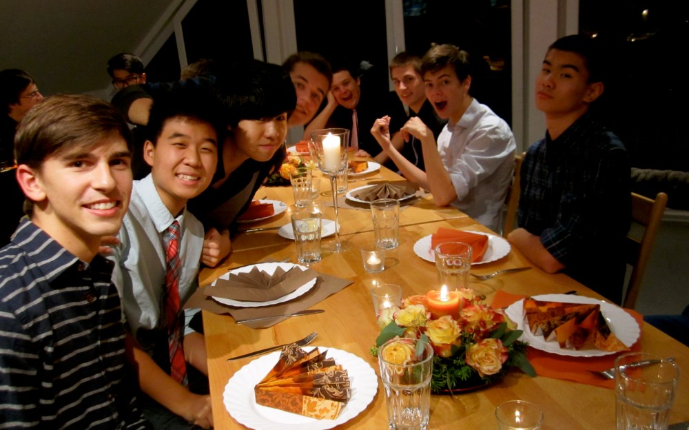 Men of Maugenhard celebrate dorm Thanksgiving, on November 10.