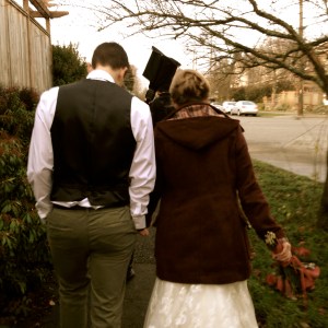 Walking together on our wedding day. Photo: Emily Kelly