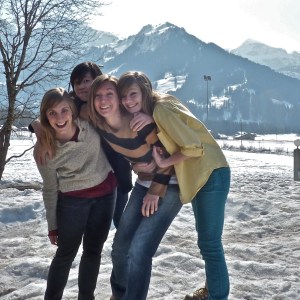 Tenth graders, playing in the snow.