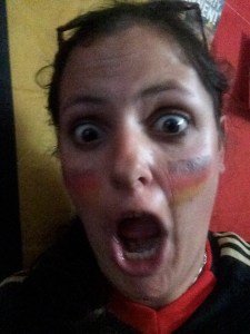 Lexi dons jersey and flag face paint to cheer for Germany vs. Ghana