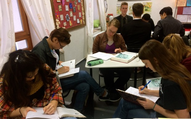 Juniors read Thoreau on a crisp November day.