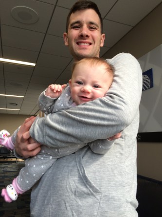 Luci and Timmy, waiting to board her third flight.